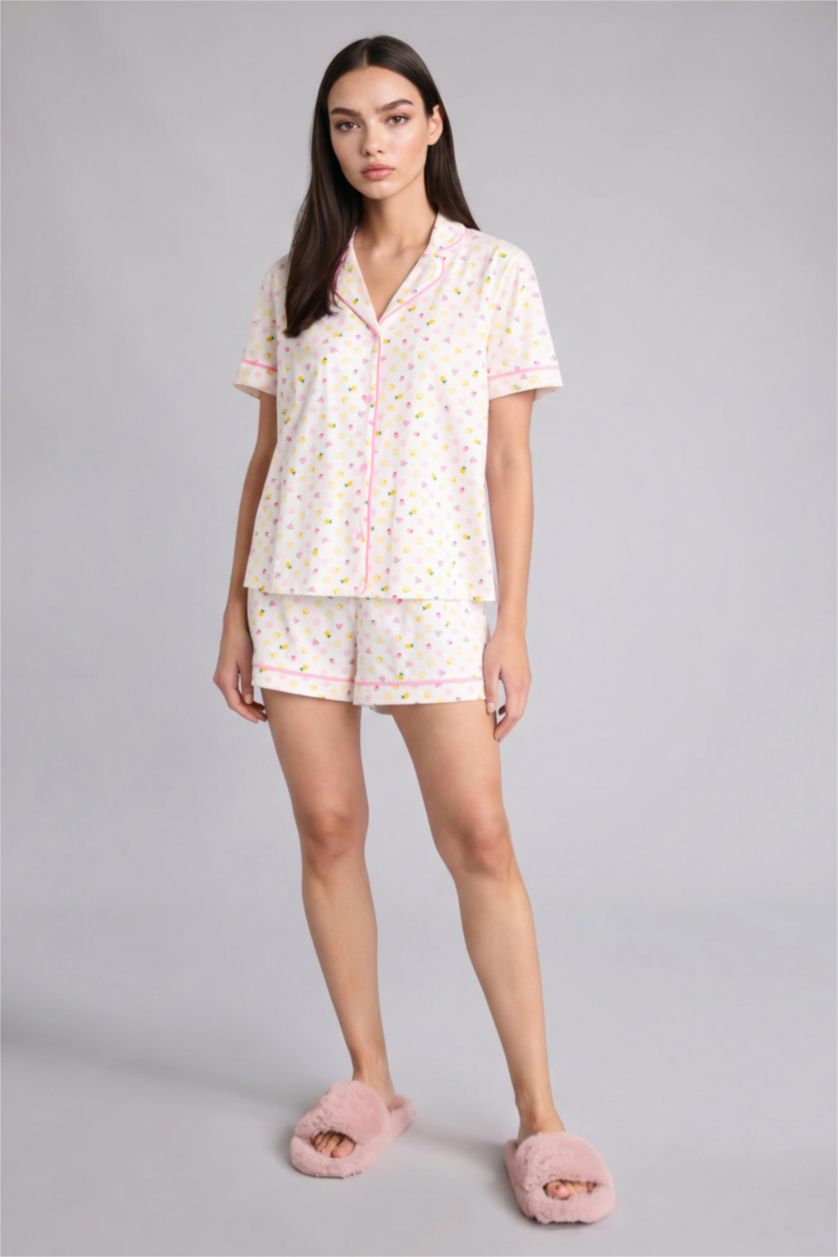 Kadın Ekru Regular Fıt Kısa Kollu 2'li Takım