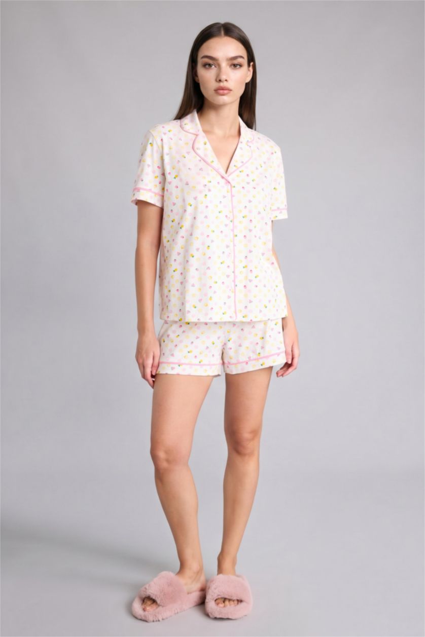 Kadın Ekru Regular Fıt Kısa Kollu 2'li Takım