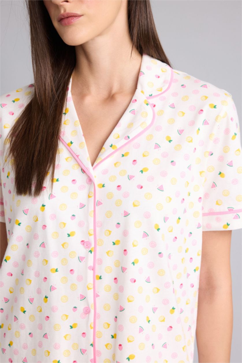 Kadın Ekru Regular Fıt Kısa Kollu 2'li Takım