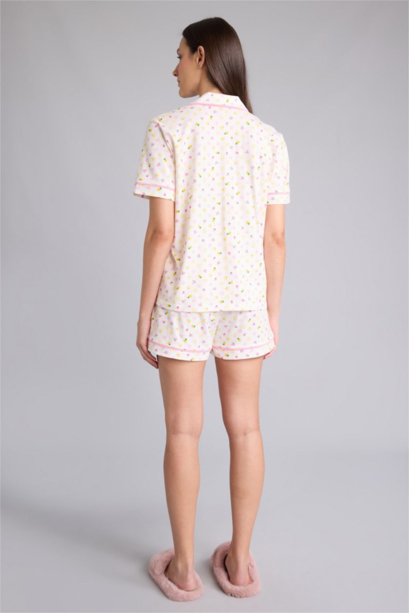 Kadın Ekru Regular Fıt Kısa Kollu 2'li Takım