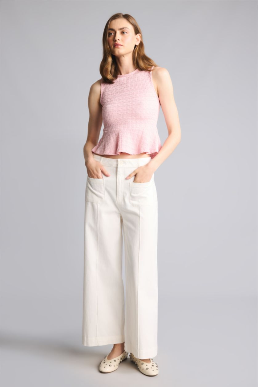 Women Ecru Normal Waist Culotte Fit Trousers
