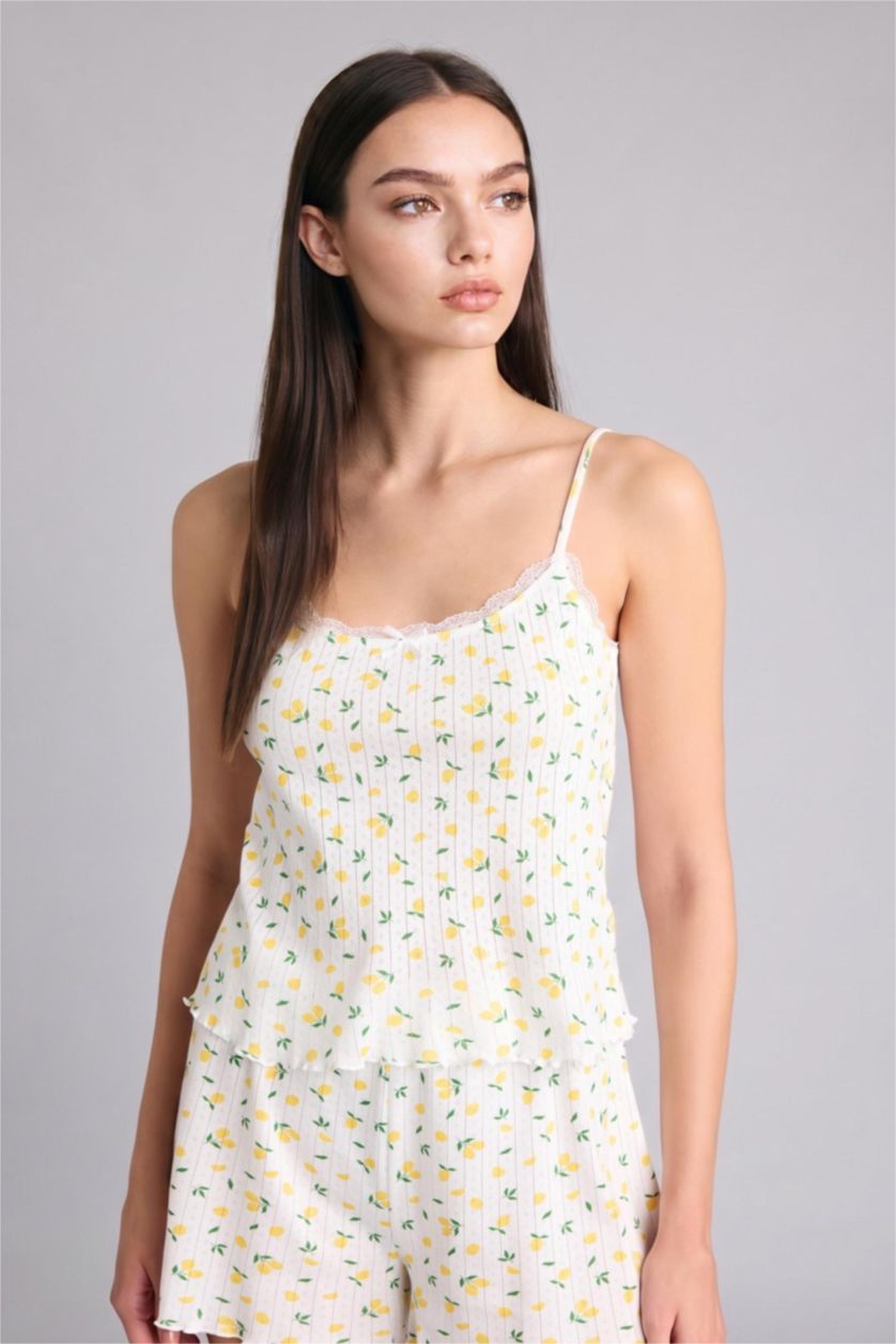 FEMME Écru Ensemble Pyjama Débardeur et Short Coupe régulière