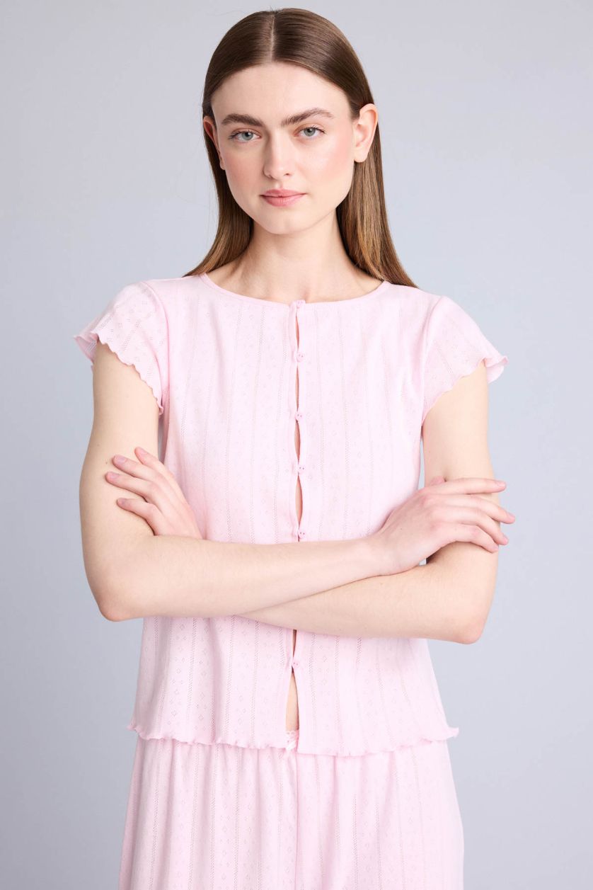 Kadın Açık Pembe Regular Fıt 2'li Pijama Takımı