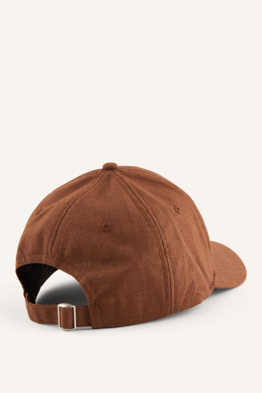 Erkek Tarçın Erkek Basıc Düz Keten Karışımlı Cap Şapka