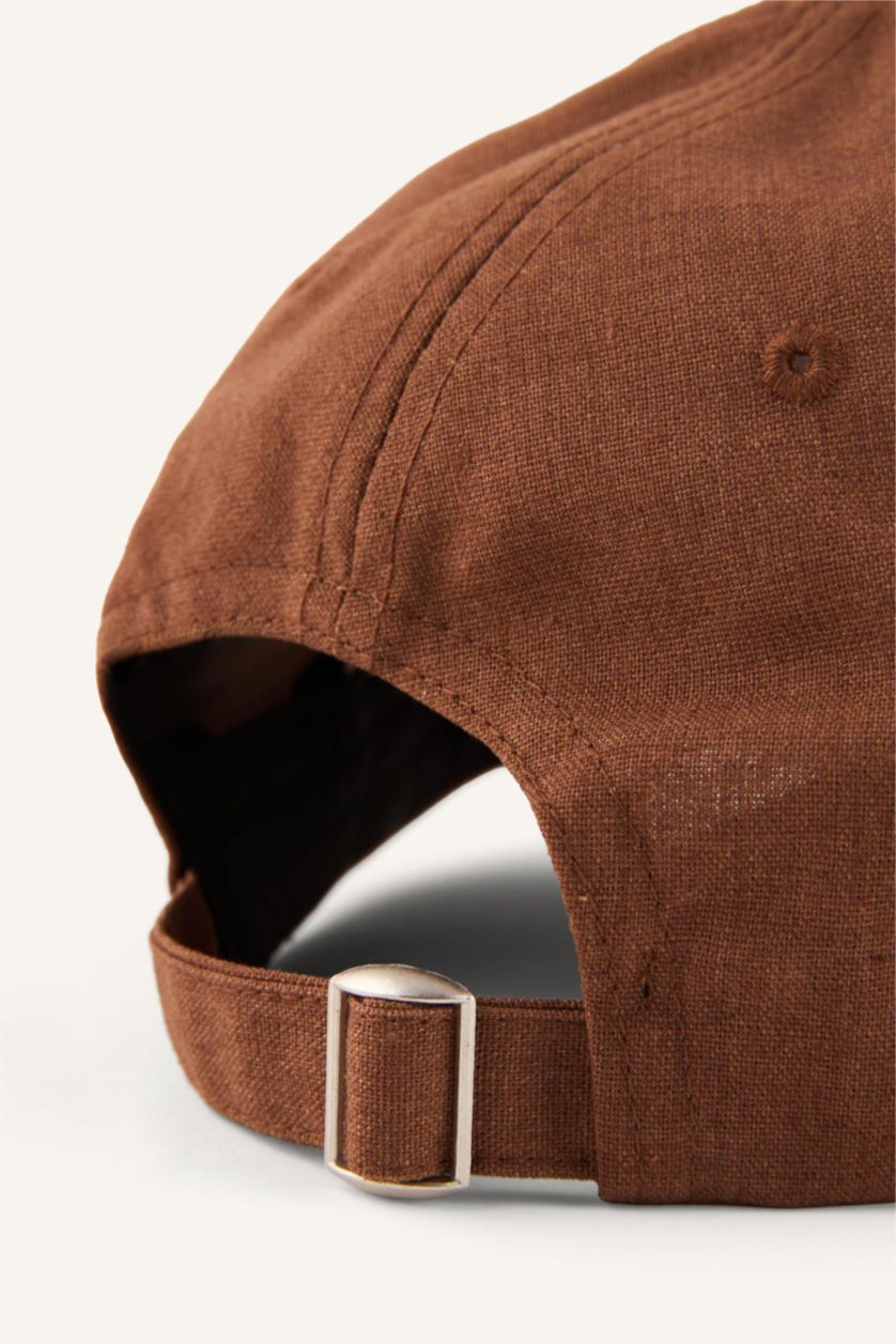 Erkek Tarçın Erkek Basıc Düz Keten Karışımlı Cap Şapka