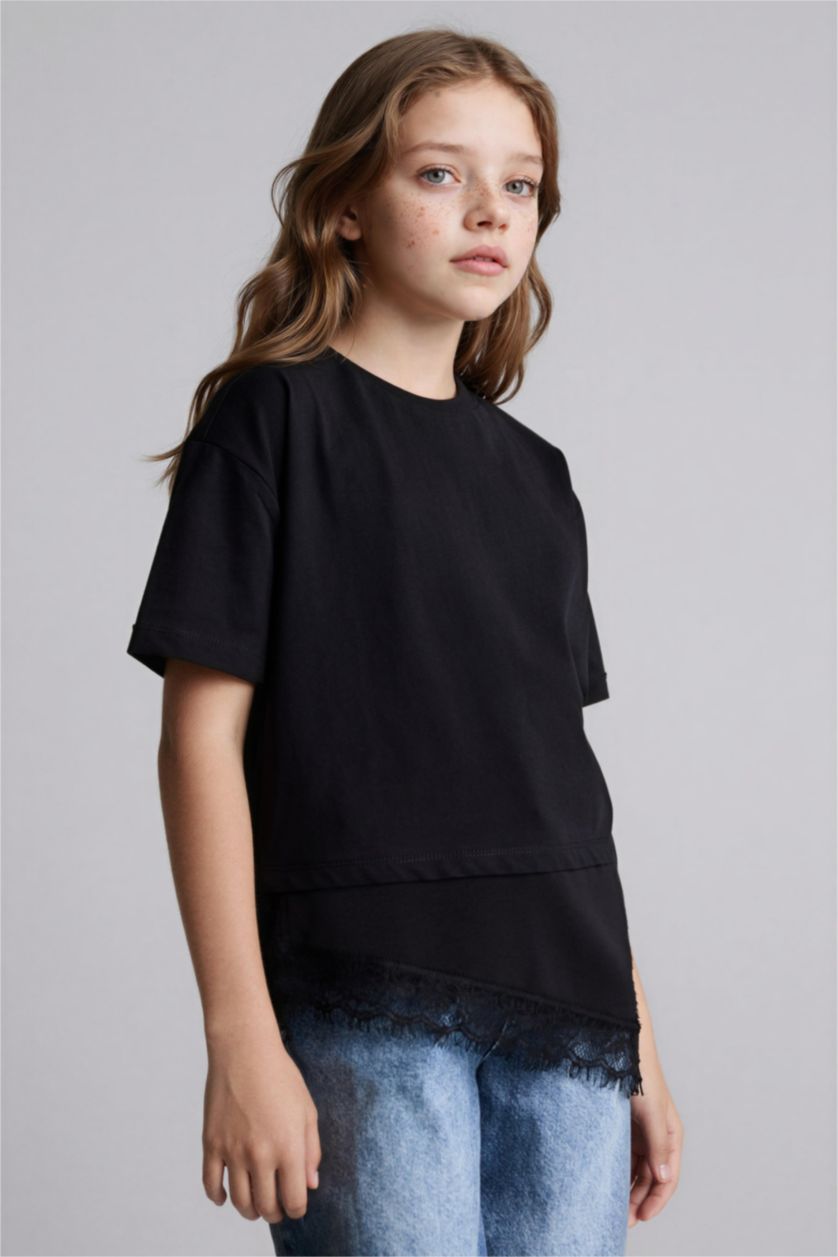 Kız Çocuk - Genç Kız Siyah Tişört Kız Çocuk