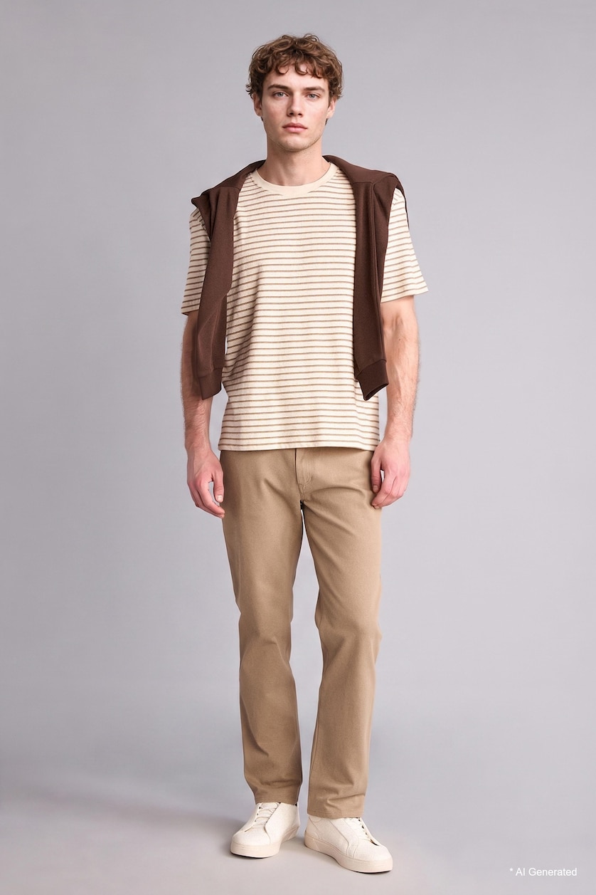 رجال بني فاتح Regular Fit Short Sleeve T-Shirt