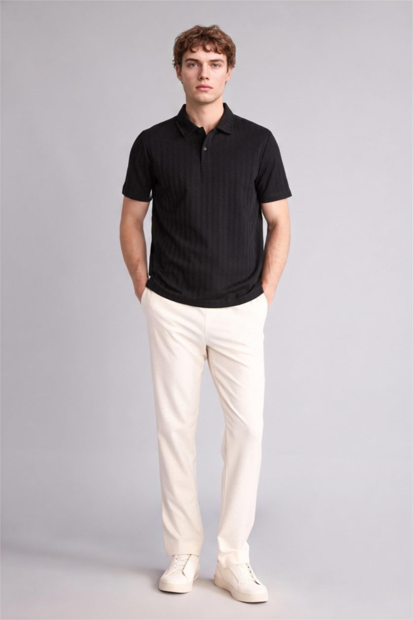 Erkek Siyah Regular Fit Kısa kollu Polo Tişört