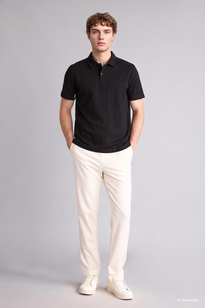 Men Black Regular Fit Short Sleeve Polo T-Shirt