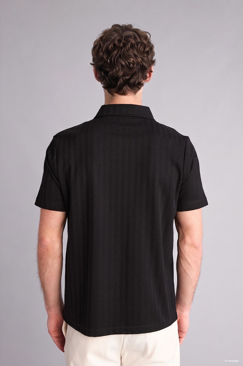 Men Black Regular Fit Short Sleeve Polo T-Shirt