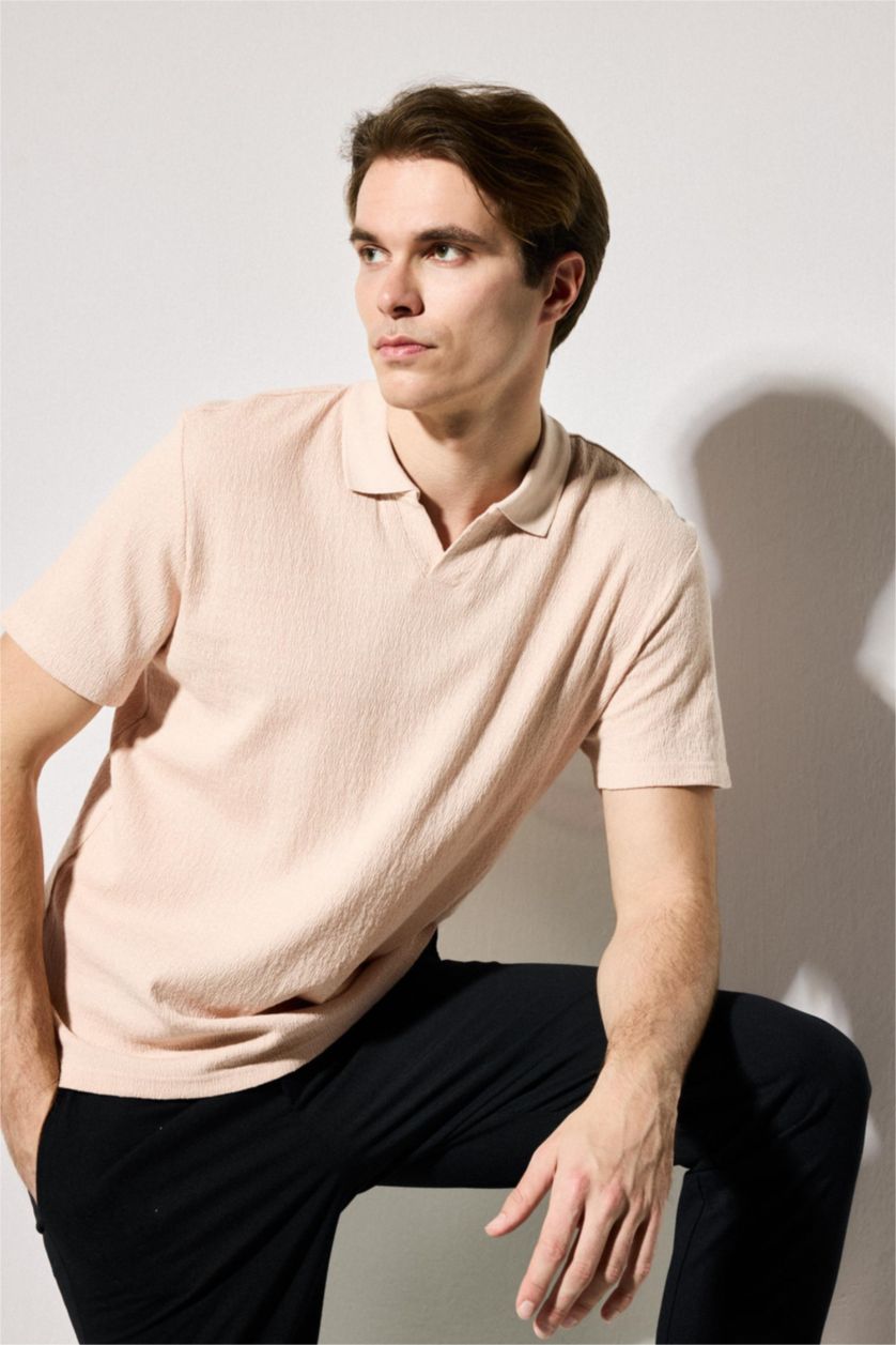MAN Light Rose Regular Fit Short Sleeve Polo T-Shirt