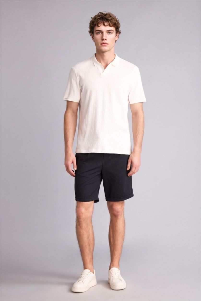 Erkek Ekru Regular Fit Kısa kollu Polo Tişört