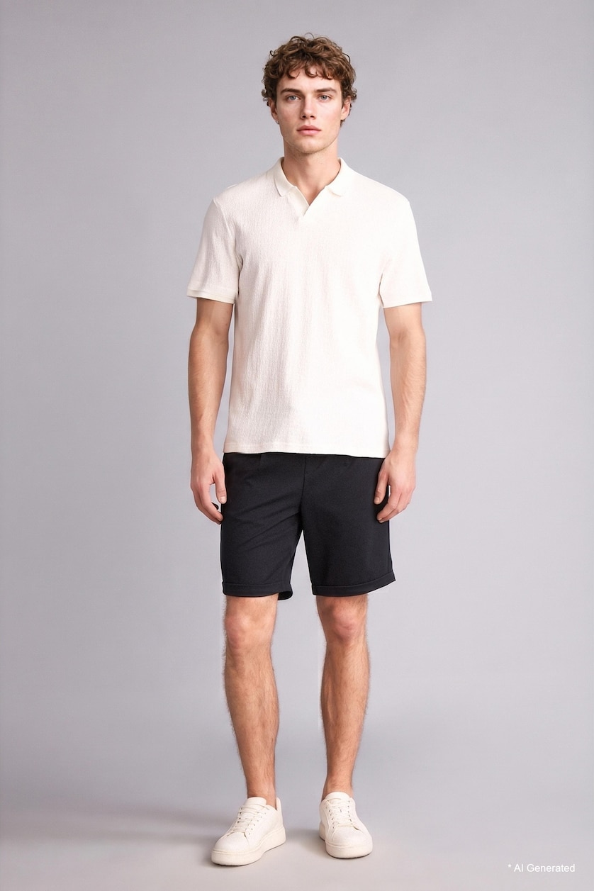 MAN Ecru Regular Fit Short Sleeve Polo T-Shirt