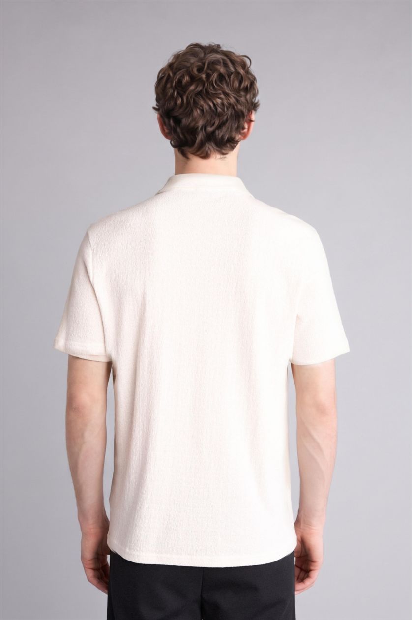 Erkek Ekru Regular Fit Kısa kollu Polo Tişört