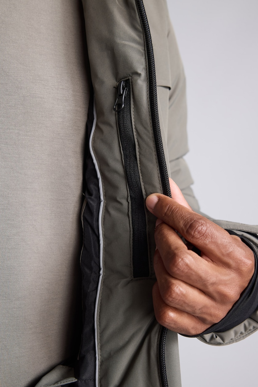 Men Dark Khaki Zipper