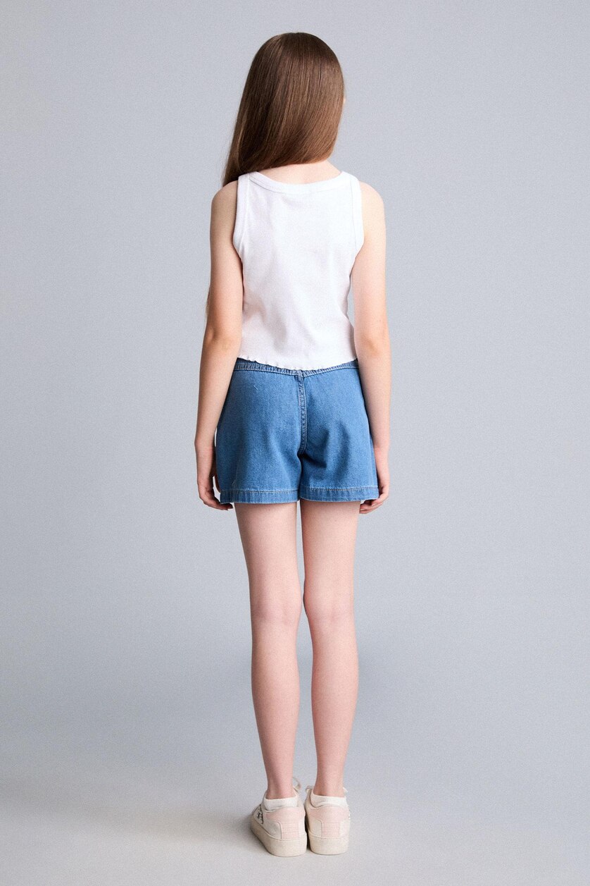 Young Girls - Teen Girls Blue Girl Straight Fit Normal Waist Shorts