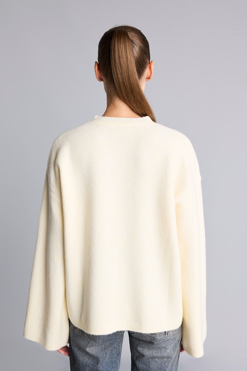Kadın Sarı Regular Fit Bisiklet Yaka Triko Tunik