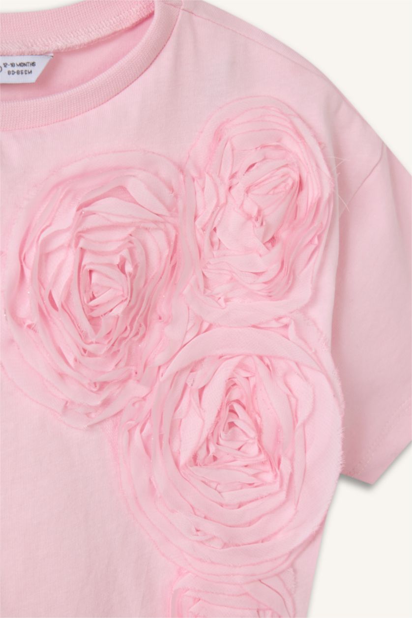 Kız Bebek Açık Pembe Penye Tişört Kız Bebek