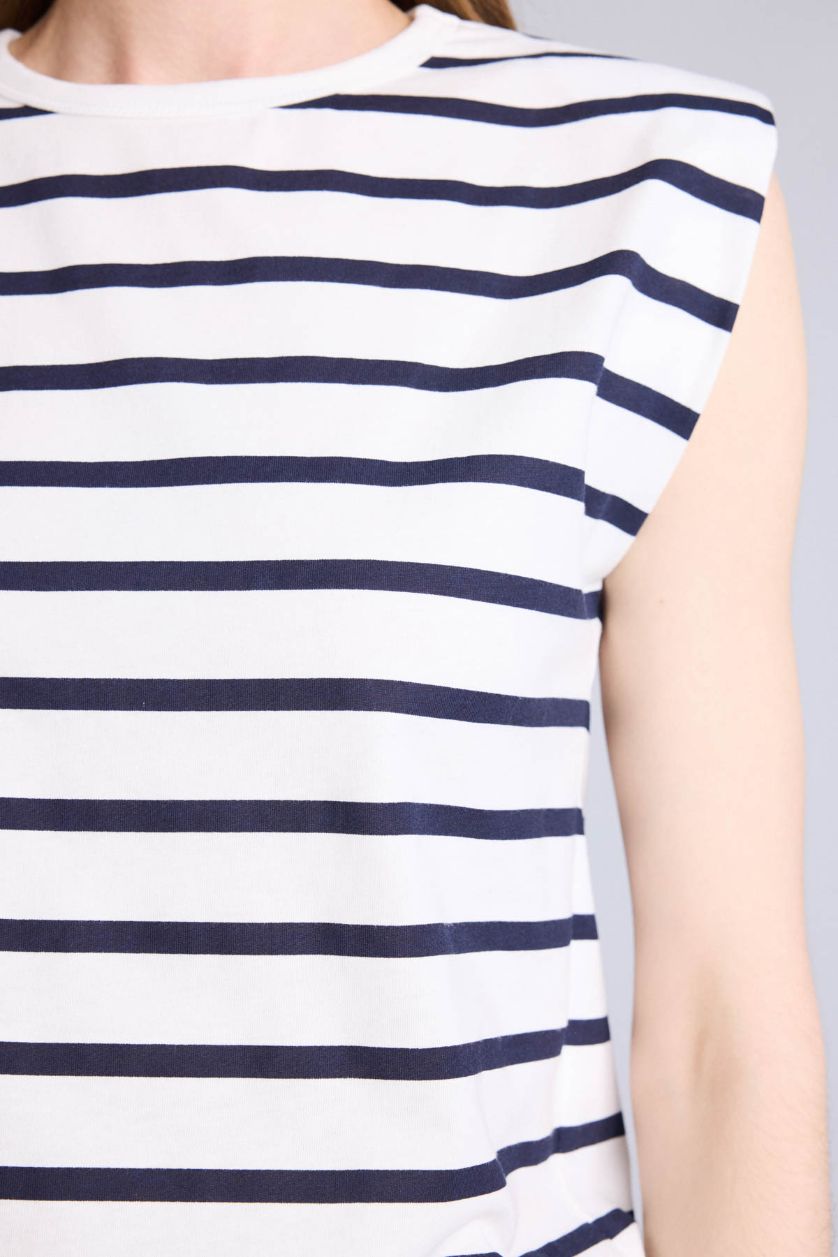 Kadın Lacivert Relaxed Fit Kısa kollu Slogan baskılı Tişört