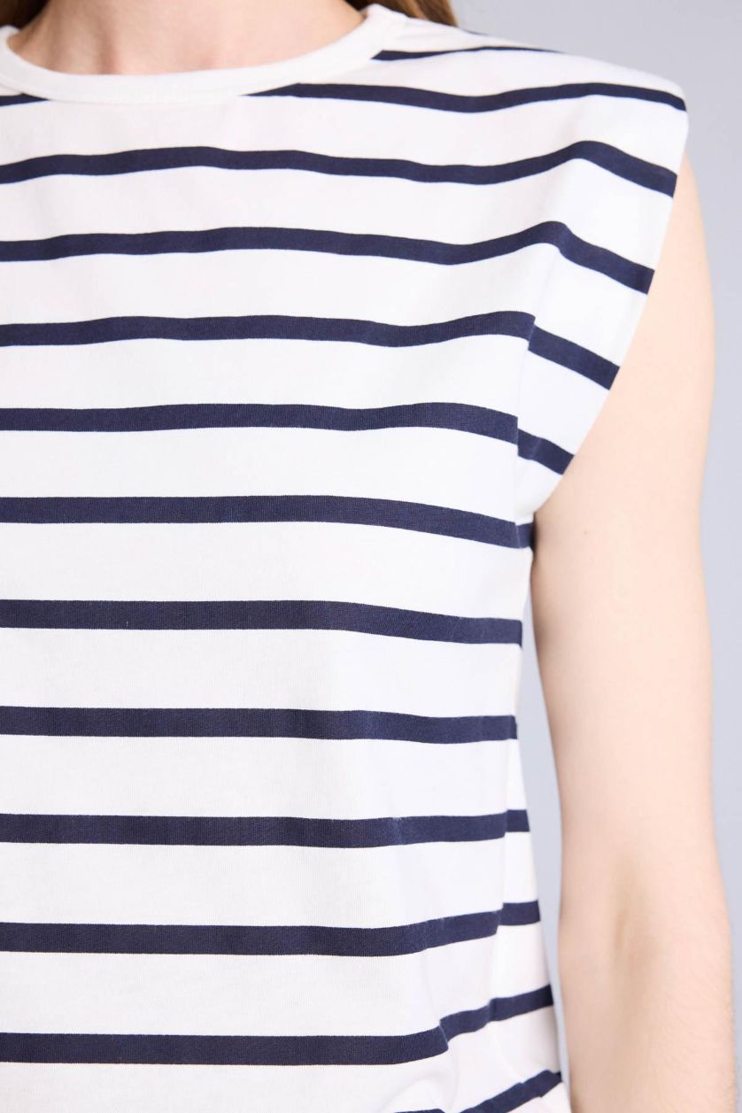 نساء كحلي تيشيرت نص ردن قصة مريحة وياخة مستديرة