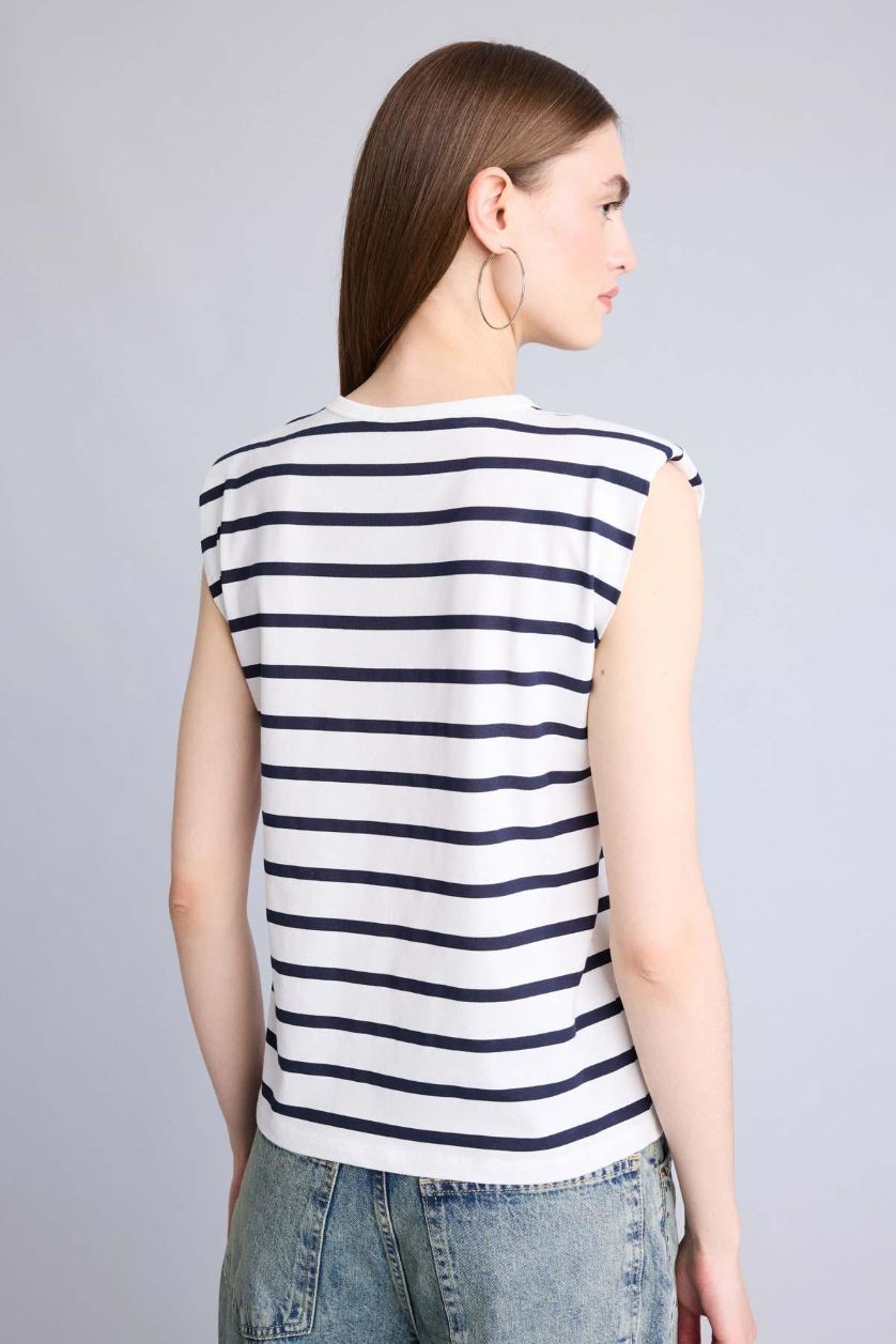 نساء كحلي تيشيرت نص ردن قصة مريحة وياخة مستديرة