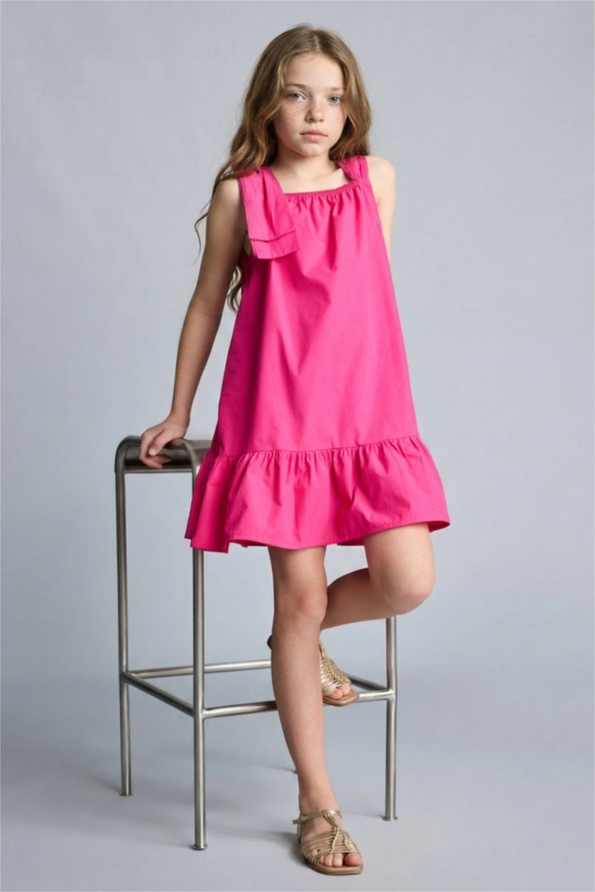 Kız Çocuk - Genç Kız Pembe Kolsuz Elbise Kız Çocuk