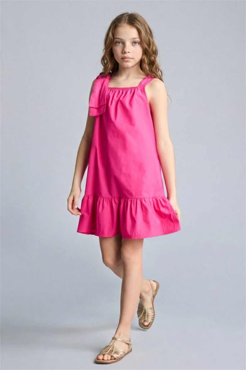 Kız Çocuk - Genç Kız Pembe Kolsuz Elbise Kız Çocuk