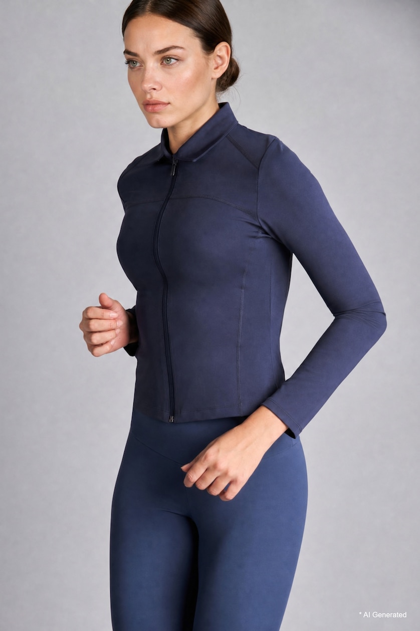 WOMAN İndigo Slim Fit Zip-Up Sports Cardigan