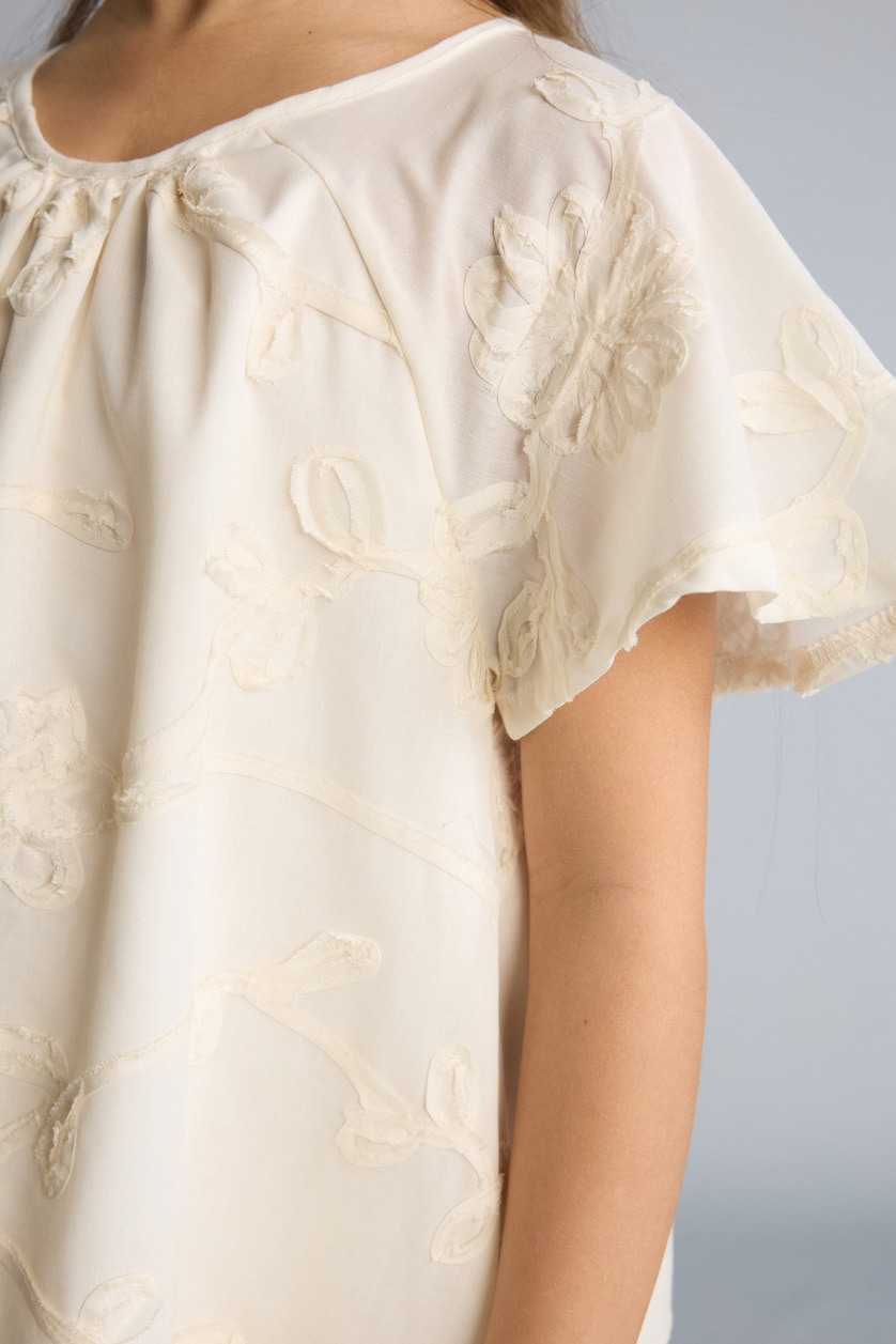 Girls & Teens Ecru Girl Short Sleeve Woven Dress