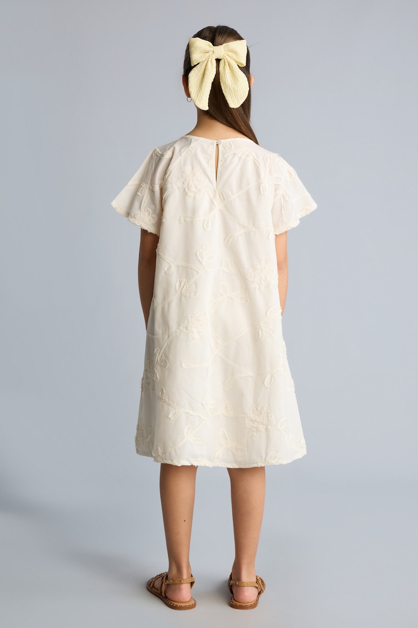 Girls & Teens Ecru Girl Short Sleeve Woven Dress