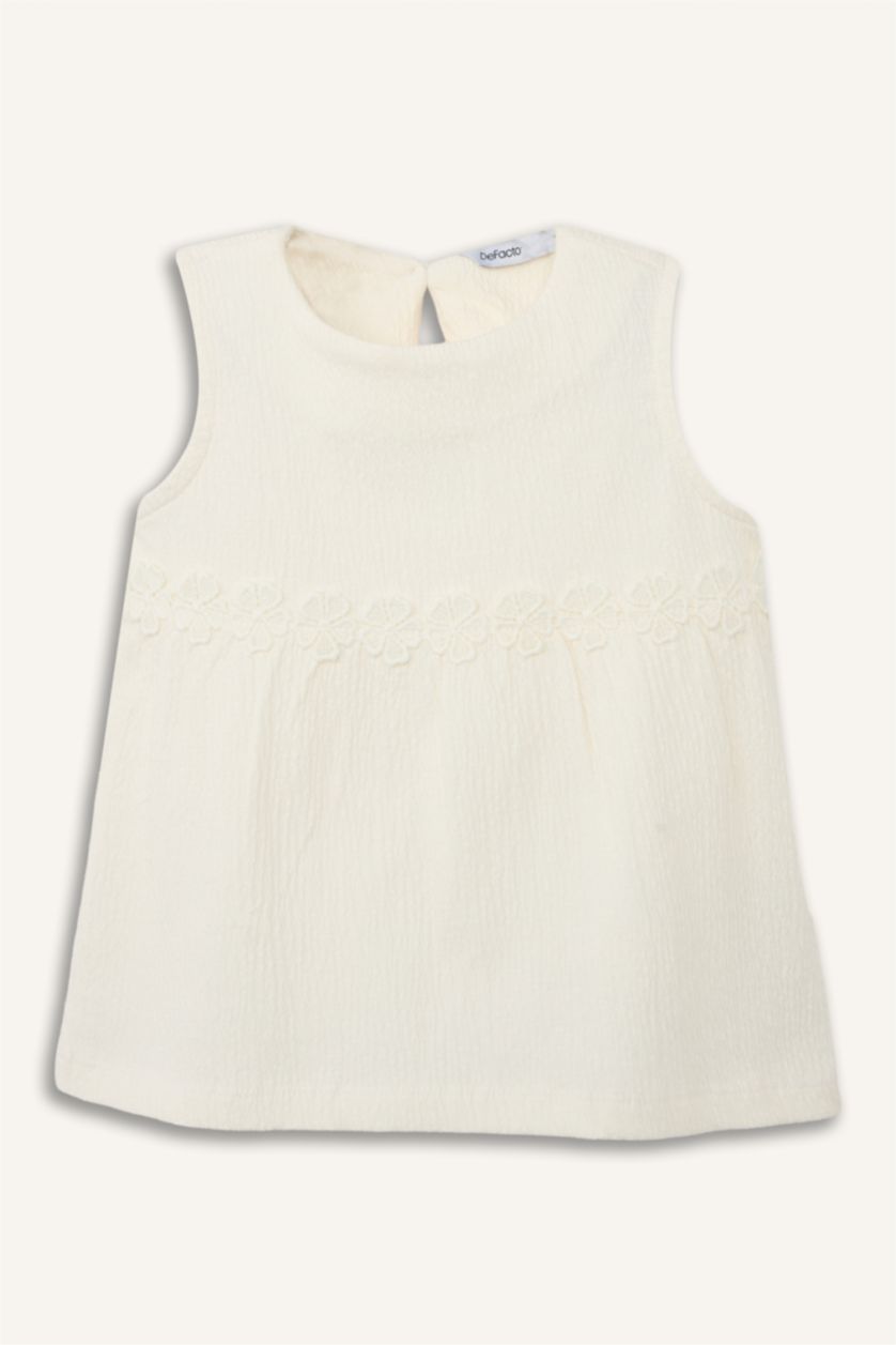 Kız Bebek Ekru Bisiklet Yaka Atlet Kız Bebek