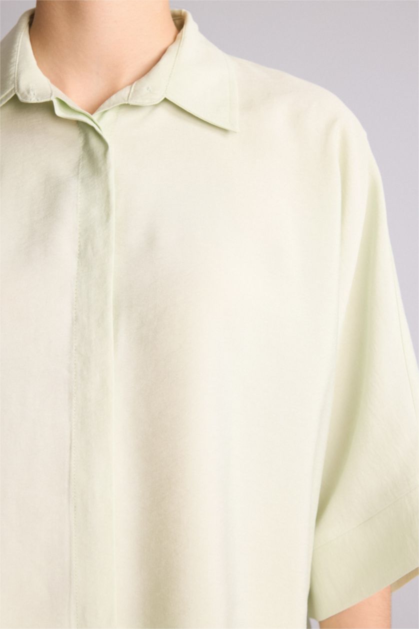 Kadın Açık Yeşil Relaxed Fit Modal Gömlek