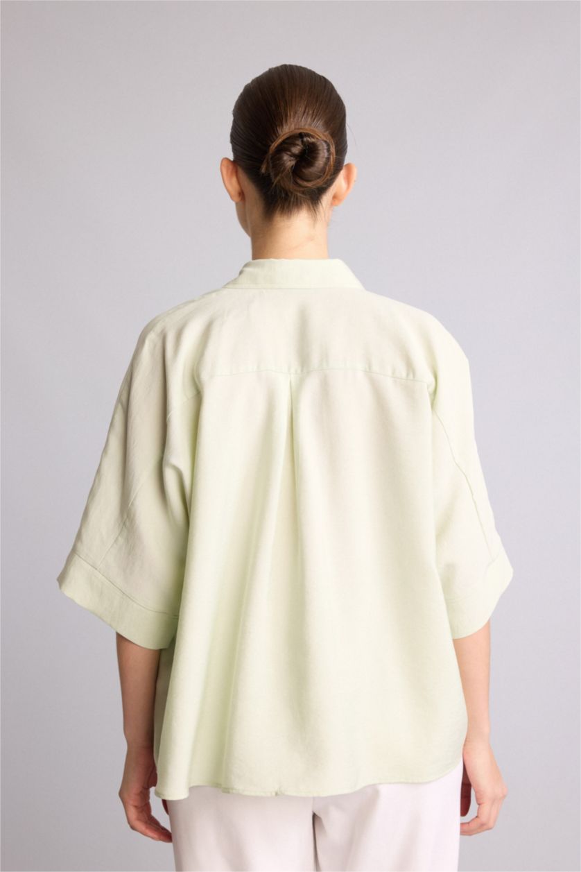 Kadın Açık Yeşil Relaxed Fit Modal Gömlek