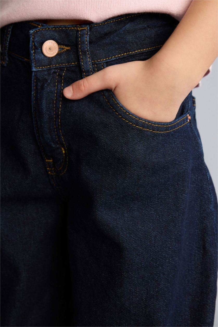 Kız Çocuk - Genç Kız Koyu Mavi Baggy Fıt Jean Pantolon