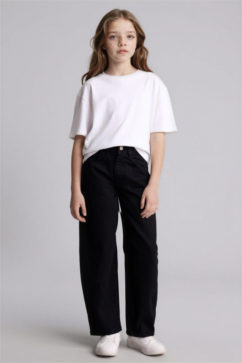 Kız Çocuk - Genç Kız Antrasit Baggy Fıt Jean Pantolon Kız Çocuk