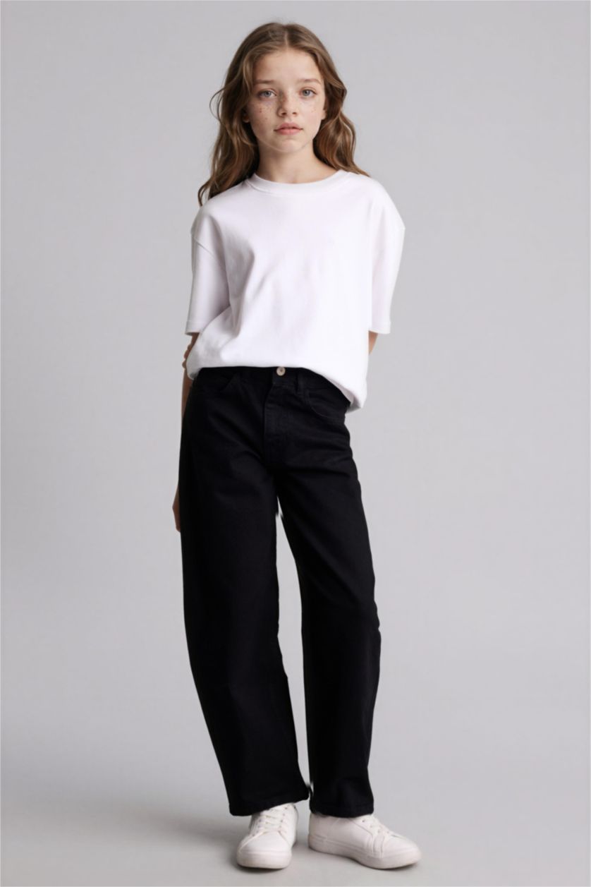 Kız Çocuk - Genç Kız Antrasit Baggy Fıt Jean Pantolon Kız Çocuk