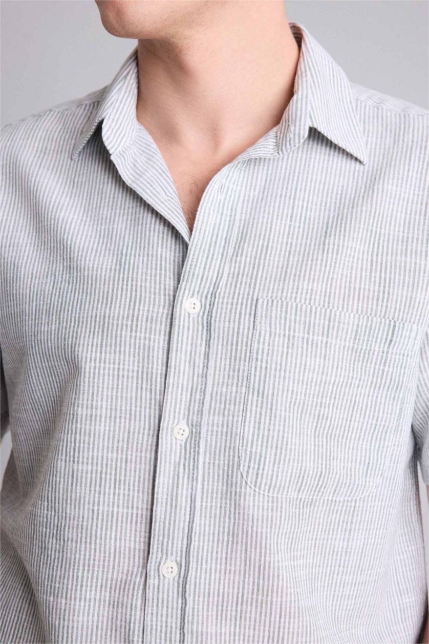 رجال كاكي Regular Fit Cotton Short Sleeve Shirt