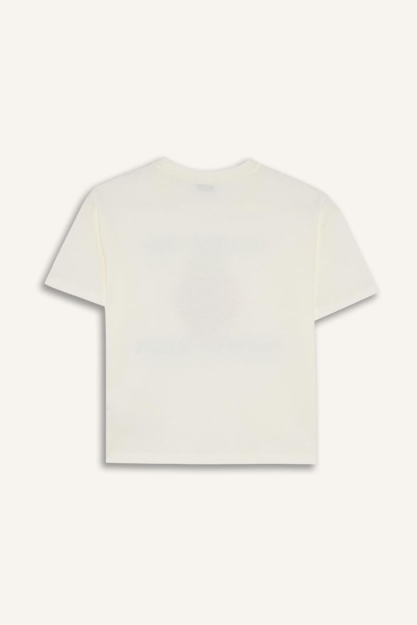 GIRLS & TEENS Ecru Girl Neck Fruit Print Cotton T-Shirt