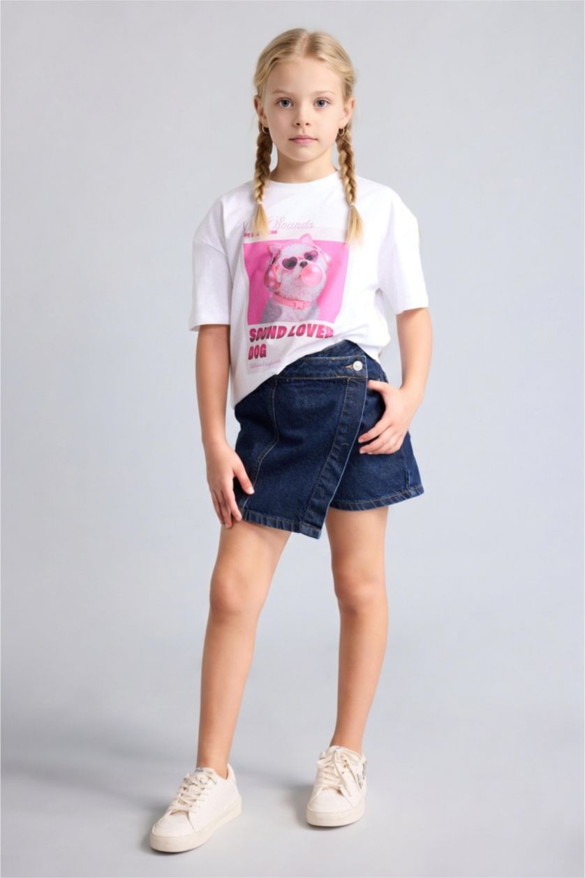 Young Girls - Teen Girls White Girl Printed Crew Neck Short Sleeve T-Shirt