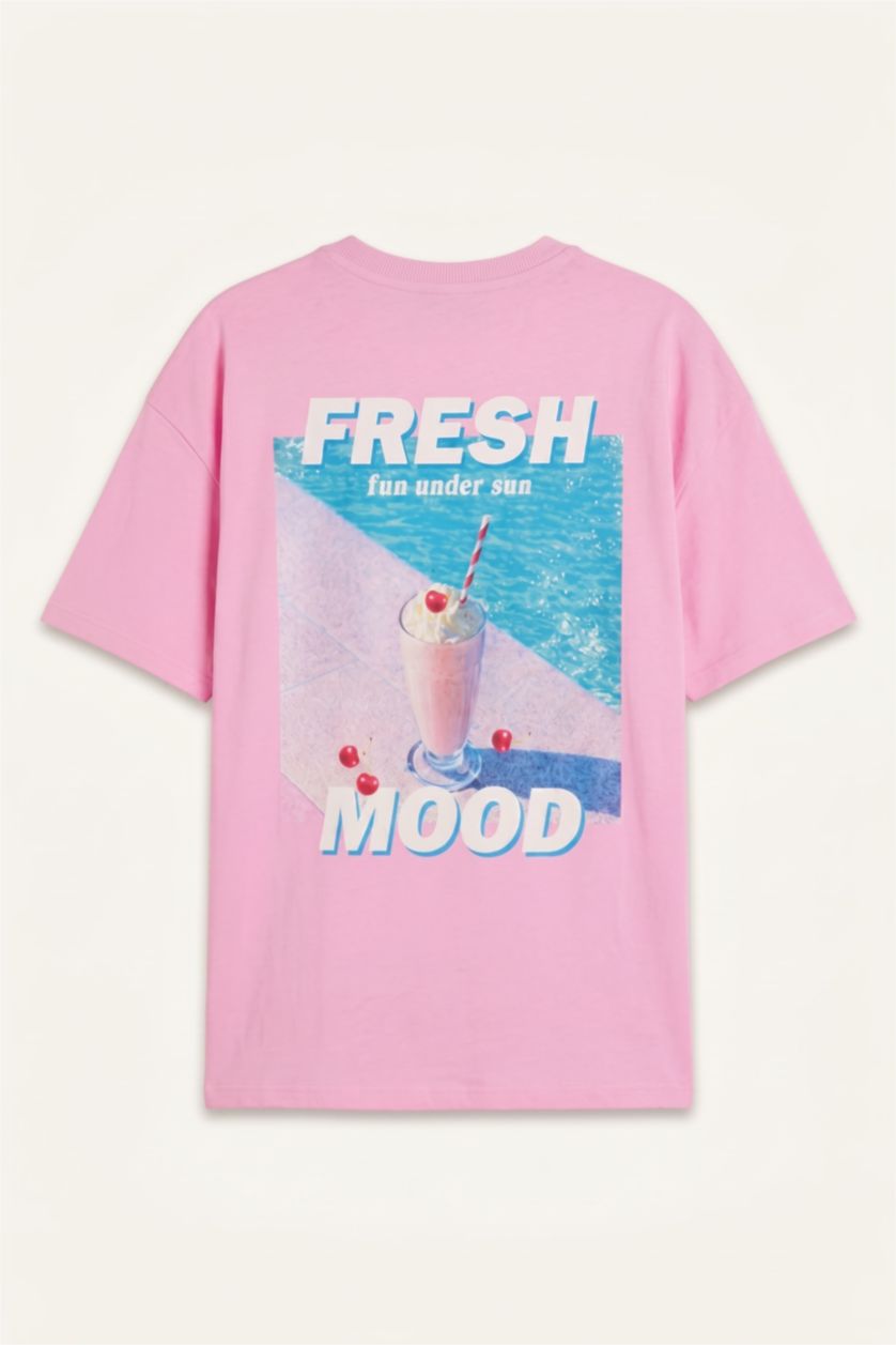 Young Girls - Teen Girls Light Pink Printed Short Sleeve T-Shirt