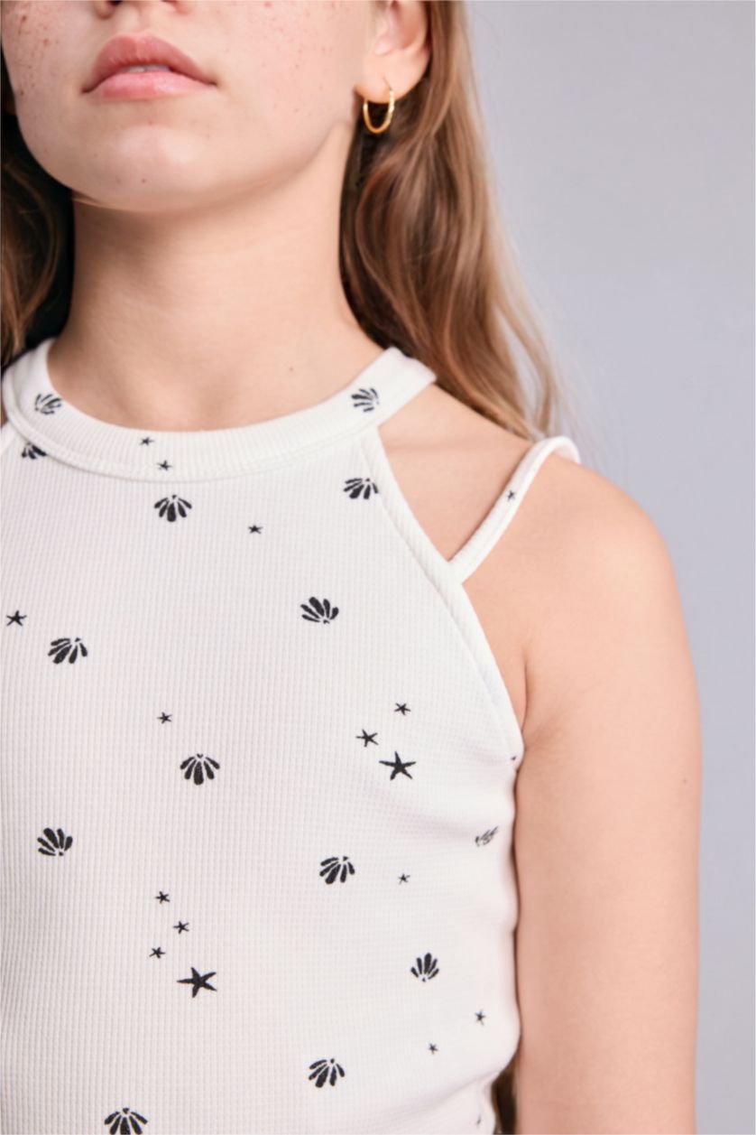 Young Girls - Teen Girls White Girl Printed Ribana Tank Top