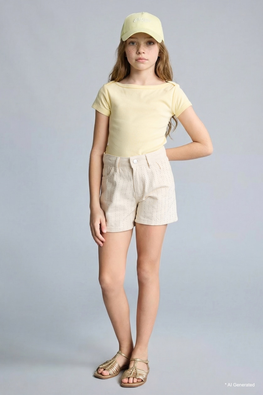 GIRLS & TEENS Ecru Girl Denim Shorts