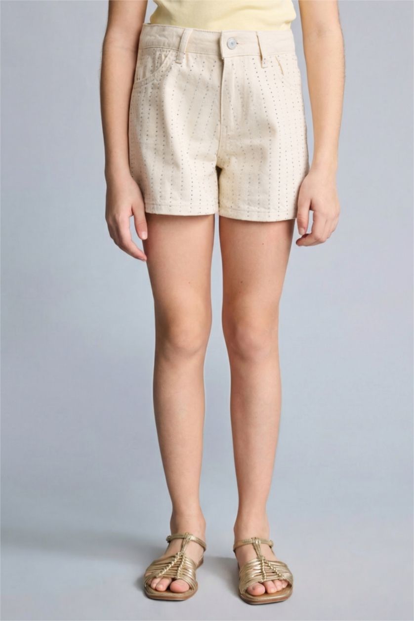 Kız Çocuk - Genç Kız Ekru Jean Pantolon Kız Çocuk