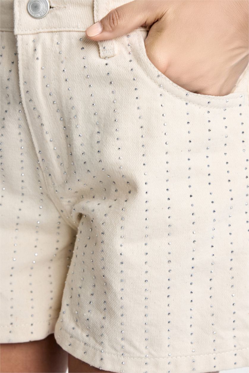 Kız Çocuk - Genç Kız Ekru Jean Pantolon Kız Çocuk