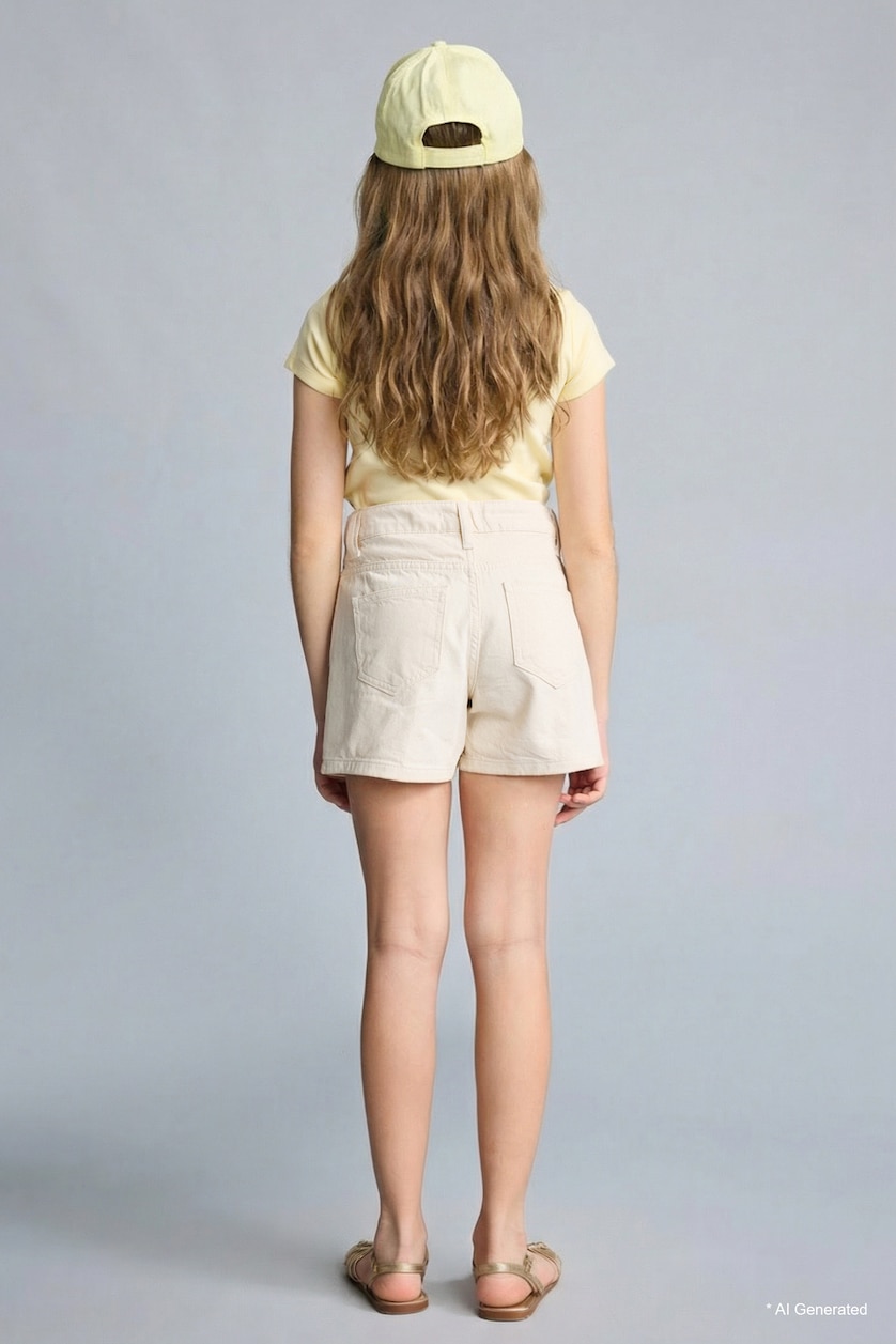 GIRLS & TEENS Ecru Girl Denim Shorts
