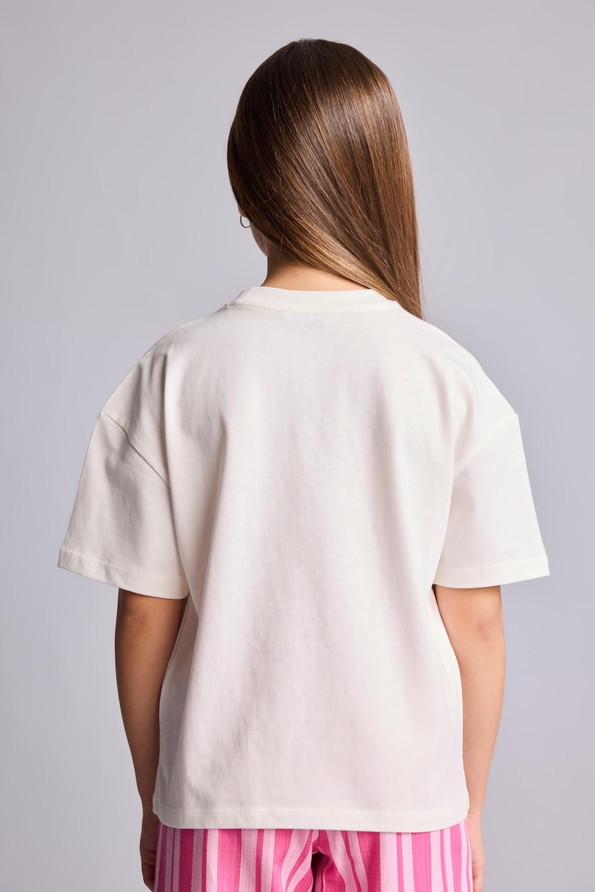 Young Girls - Teen Girls Ecru Regular Fit Floral Short Sleeve T-Shirt