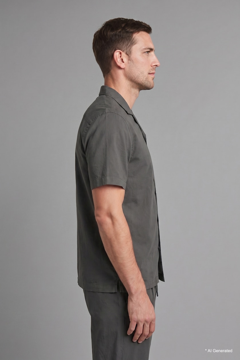 MAN Anthracite Regular Fit Cotton Short Sleeve Shirt