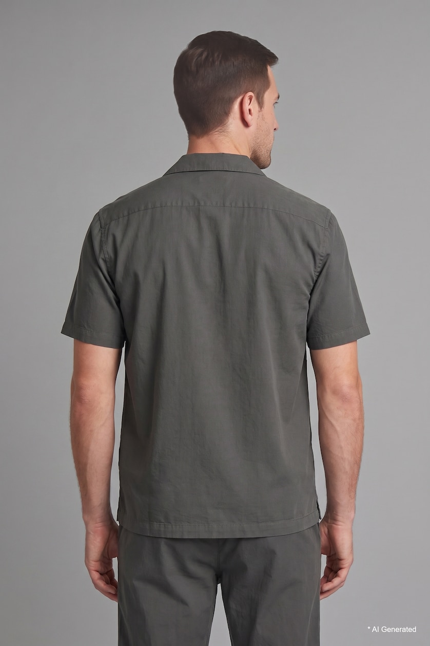 MAN Anthracite Regular Fit Cotton Short Sleeve Shirt