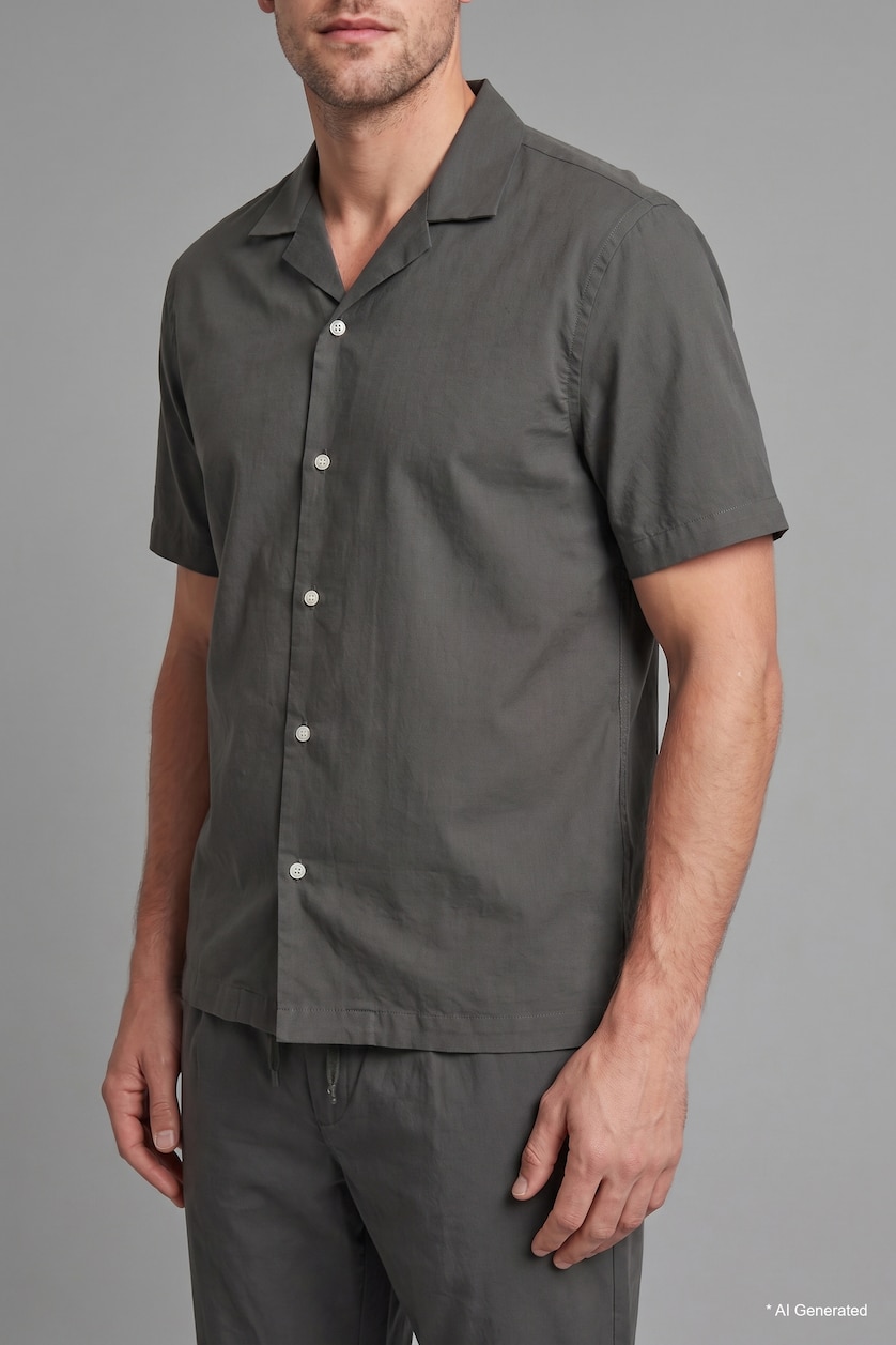 MAN Anthracite Regular Fit Cotton Short Sleeve Shirt