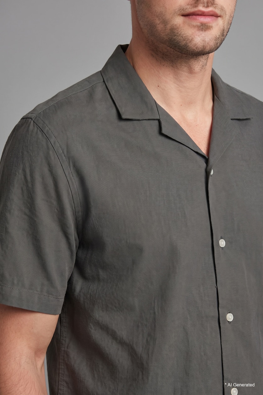 MAN Anthracite Regular Fit Cotton Short Sleeve Shirt